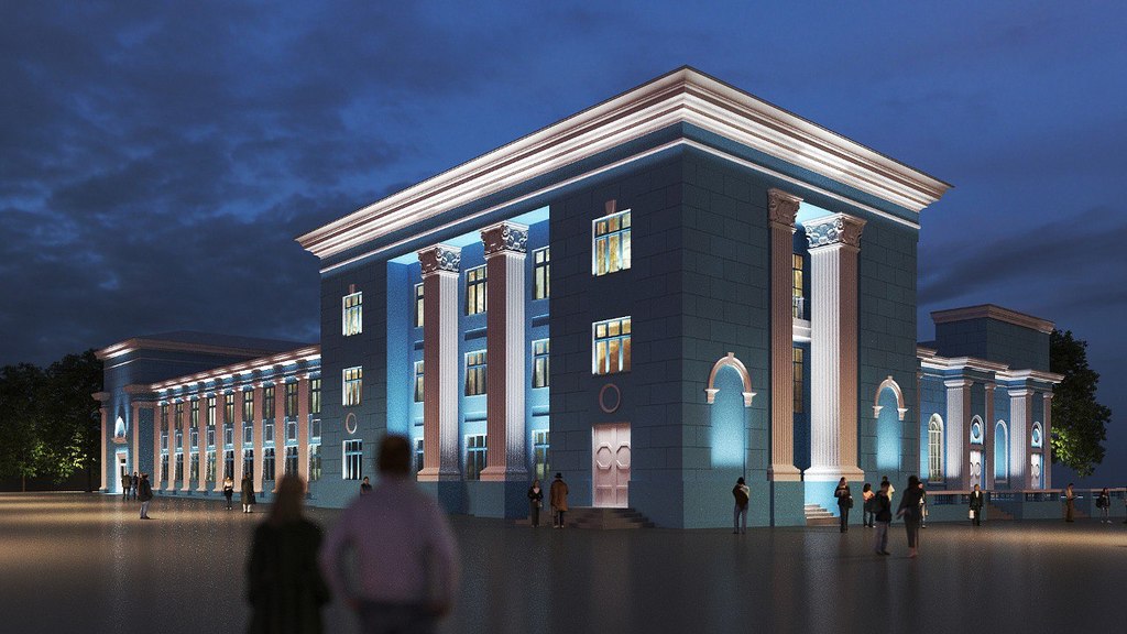 Возобновлены работы по капитальному ремонту фасада Дома культуры моряков в Мурманске